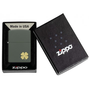 Зажигалка ZIPPO Four Leaf Clover с покрытием Green Matte, латунь/сталь, зеленая, 38x13x57 мм-5