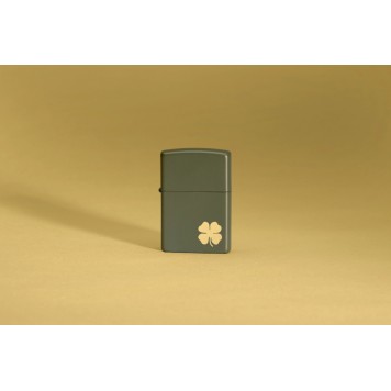 Зажигалка ZIPPO Four Leaf Clover с покрытием Green Matte, латунь/сталь, зеленая, 38x13x57 мм-6