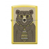 Зажигалка ZIPPO Медведь c с покрытием Lemon™, латунь/сталь, жёлтая, матовая, 38x13x57 мм