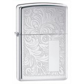 Зажигалка ZIPPO Venetian® с покрытием High Polish Chrome, латунь/сталь, серебристая, 38x13x57 мм