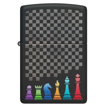 Зажигалка ZIPPO Chess Pieces с покрытием Black Matte, латунь/сталь, черная 38x13x57 мм-1