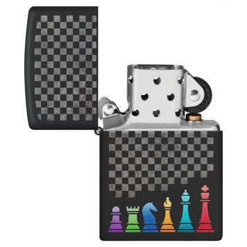 Зажигалка ZIPPO Chess Pieces с покрытием Black Matte, латунь/сталь, черная 38x13x57 мм-3