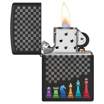 Зажигалка ZIPPO Chess Pieces с покрытием Black Matte, латунь/сталь, черная 38x13x57 мм-2