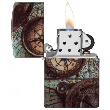 Зажигалка ZIPPO Compass Design с покрытием 540 Matte, латунь/сталь, разноцветная, 38x13x57 мм-2