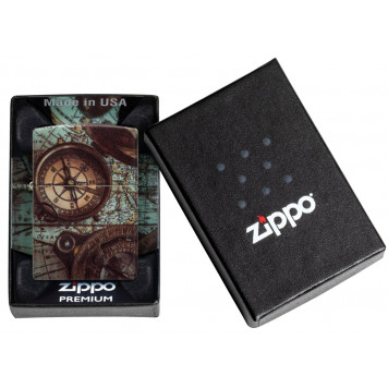 Зажигалка ZIPPO Compass Design с покрытием 540 Matte, латунь/сталь, разноцветная, 38x13x57 мм-5