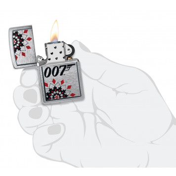 Зажигалка ZIPPO James Bond™ с покрытием Brushed Chrome, латунь/сталь, серебристая, 38x13x57 мм-4