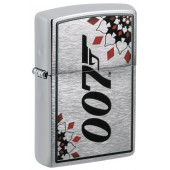 Зажигалка ZIPPO James Bond™ с покрытием Brushed Chrome, латунь/сталь, серебристая, 38x13x57 мм