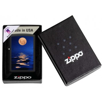 Зажигалка ZIPPO Moon Sunset с покрытием Black Light, латунь/сталь, чёрная, матовая, 38x13x57 мм-5