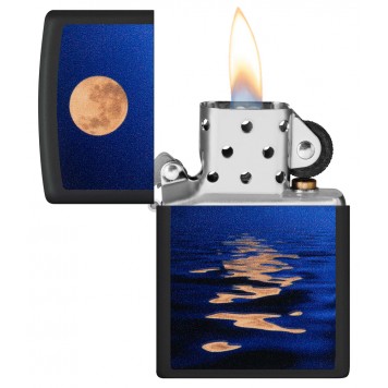 Зажигалка ZIPPO Moon Sunset с покрытием Black Light, латунь/сталь, чёрная, матовая, 38x13x57 мм-2