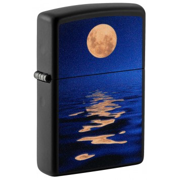 Зажигалка ZIPPO Moon Sunset с покрытием Black Light, латунь/сталь, чёрная, матовая, 38x13x57 мм