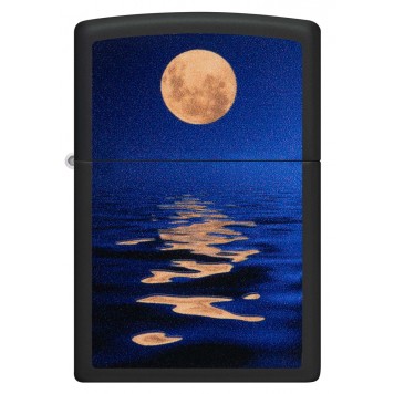 Зажигалка ZIPPO Moon Sunset с покрытием Black Light, латунь/сталь, чёрная, матовая, 38x13x57 мм-1