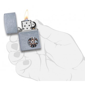 Зажигалка ZIPPO Button с покрытием Street Chrome™, латунь/сталь, серебристая, матовая, 38x13x57 мм-4