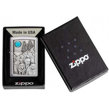 Зажигалка ZIPPO Wolf Design с покрытием Brushed Chrome, латунь/сталь, серебристая, 36x12x56 мм-5