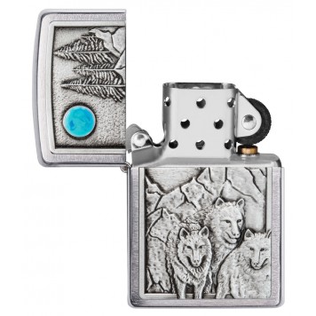 Зажигалка ZIPPO Wolf Design с покрытием Brushed Chrome, латунь/сталь, серебристая, 36x12x56 мм-3