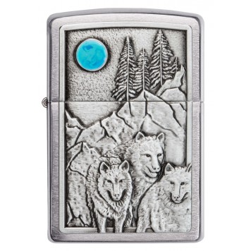 Зажигалка ZIPPO Wolf Design с покрытием Brushed Chrome, латунь/сталь, серебристая, 36x12x56 мм-1