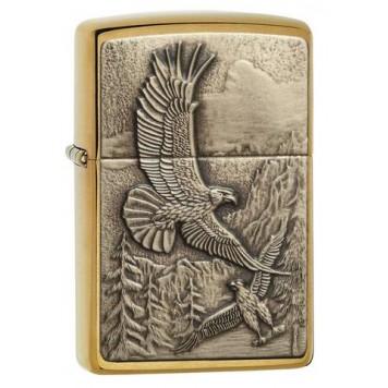 Зажигалка ZIPPO Eagles, с покрытием Brushed Brass, латунь/сталь, золотистая, матовая, 38x13x57 мм