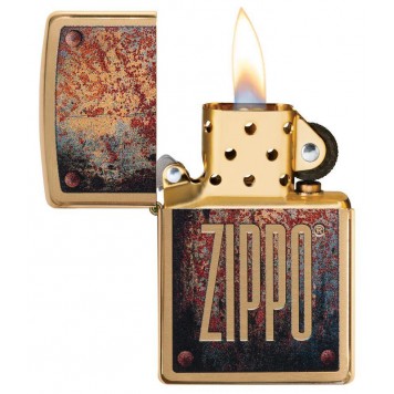 Зажигалка ZIPPO Rusty Plate с покрытием Brushed Brass, латунь/сталь, золотистая, 38x13x57 мм-1