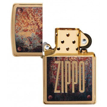 Зажигалка ZIPPO Rusty Plate с покрытием Brushed Brass, латунь/сталь, золотистая, 38x13x57 мм-2