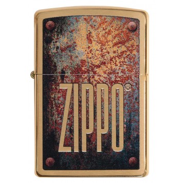 Зажигалка ZIPPO Rusty Plate с покрытием Brushed Brass, латунь/сталь, золотистая, 38x13x57 мм-3