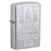 Зажигалка ZIPPO Harley-Davidson® c покрытием Satin Chrome™, латунь/сталь, серебристая, 38x13x57 мм