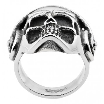 Кольцо ZIPPO, серебристое, в форме черепа, нержавеющая сталь, диаметр 22,3 мм-3