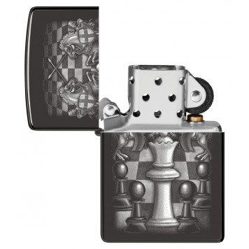 Зажигалка ZIPPO Chess Design с покрытием High Polish Black, латунь/сталь, черная, 38x13x57 мм-3