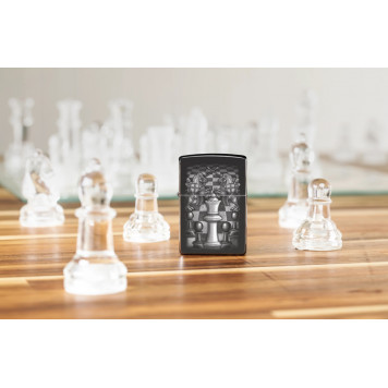 Зажигалка ZIPPO Chess Design с покрытием High Polish Black, латунь/сталь, черная, 38x13x57 мм-7