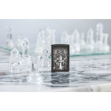 Зажигалка ZIPPO Chess Design с покрытием High Polish Black, латунь/сталь, черная, 38x13x57 мм-6