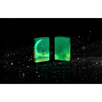 Зажигалка ZIPPO Mythological с покрытием Glow In The Dark Green, латунь/сталь, черная, 38x13x57 мм-12