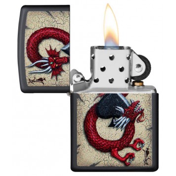 Зажигалка ZIPPO Dragon Ace с покрытием Black Matte, латунь/сталь, чёрная, матовая, 38x13x57 мм-1