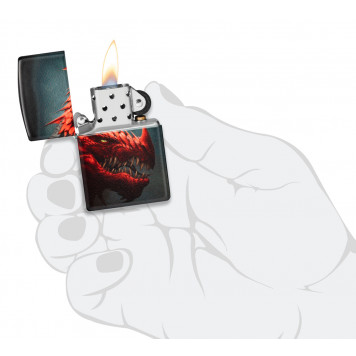 Зажигалка ZIPPO Dragon Design с покрытием 540 Matte, латунь/сталь, черная, 38x13x57 мм-4