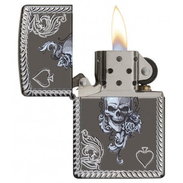 Зажигалка ZIPPO Armor® с покрытием Black Ice®, латунь/сталь, чёрная, глянцевая, 37х13x58 мм-1