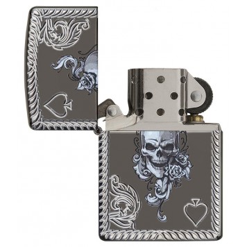 Зажигалка ZIPPO Armor® с покрытием Black Ice®, латунь/сталь, чёрная, глянцевая, 37х13x58 мм-3