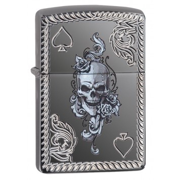 Зажигалка ZIPPO Armor® с покрытием Black Ice®, латунь/сталь, чёрная, глянцевая, 37х13x58 мм