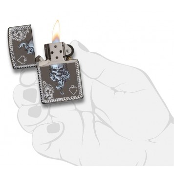 Зажигалка ZIPPO Armor® с покрытием Black Ice®, латунь/сталь, чёрная, глянцевая, 37х13x58 мм-4