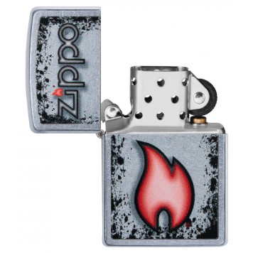 Зажигалка ZIPPO Flame Design с покрытием Street Chrome, латунь/сталь, серебристая, 38x13x57 мм-2