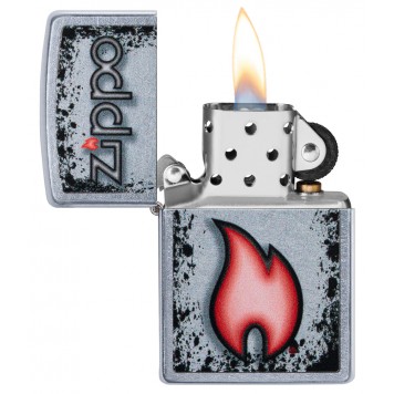 Зажигалка ZIPPO Flame Design с покрытием Street Chrome, латунь/сталь, серебристая, 38x13x57 мм-1