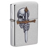 Зажигалка ZIPPO Woodchuck Cherry с покрытием Brushed Chrome, латунь/сталь, серебристая, 38x13x57 мм