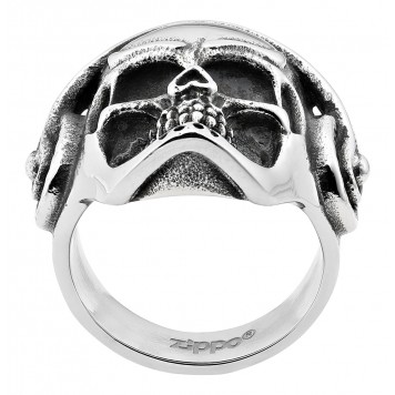 Кольцо ZIPPO, серебристое, в форме черепа, нержавеющая сталь, 2,5x2,6x0,6 см,  диаметр 19,7 мм-3