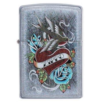 Зажигалка ZIPPO Vintage Tattoo с покрытием Street Chrome™, латунь/сталь, серебристая, 38x13x57 мм-3