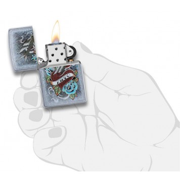 Зажигалка ZIPPO Vintage Tattoo с покрытием Street Chrome™, латунь/сталь, серебристая, 38x13x57 мм-4