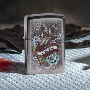 Зажигалка ZIPPO Vintage Tattoo с покрытием Street Chrome™, латунь/сталь, серебристая, 38x13x57 мм-5