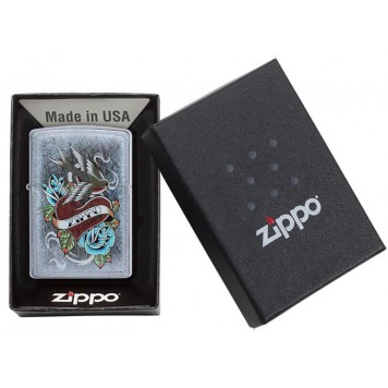 Зажигалка ZIPPO Vintage Tattoo с покрытием Street Chrome™, латунь/сталь, серебристая, 38x13x57 мм-6