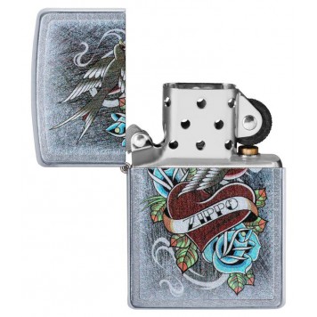 Зажигалка ZIPPO Vintage Tattoo с покрытием Street Chrome™, латунь/сталь, серебристая, 38x13x57 мм-2