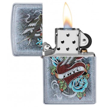 Зажигалка ZIPPO Vintage Tattoo с покрытием Street Chrome™, латунь/сталь, серебристая, 38x13x57 мм-1