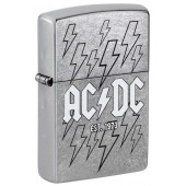 Зажигалка ZIPPO AC/DC с покрытием Street Chrome, латунь/сталь, серебристая, 38x13x57 мм
