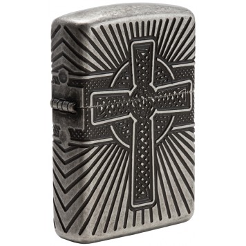 Зажигалка ZIPPO Armor® с покрытием Antique Silver, латунь/сталь, серебристая, матовая, 38x13x57 мм