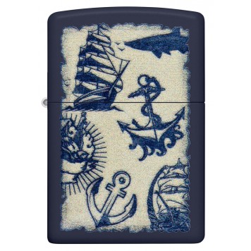 Зажигалка ZIPPO Nautical Design с покрытием Navy Matte, латунь/сталь, синяя, матовая, 38x13x57 мм-1