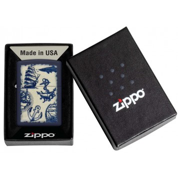 Зажигалка ZIPPO Nautical Design с покрытием Navy Matte, латунь/сталь, синяя, матовая, 38x13x57 мм-5