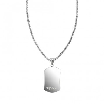 Подвеска ZIPPO Black Crystal Pendant Necklace, серебристо-чёрная, с цепочкой 60 см, сталь, 35 мм-2